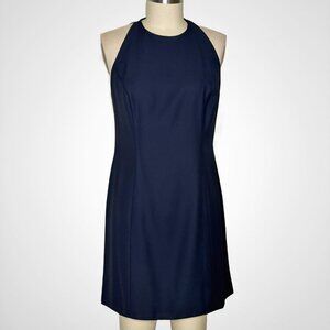Navy Blue Women Dress Warrens Petites Size 10 Midi Spaghetti Straps Halter Dress